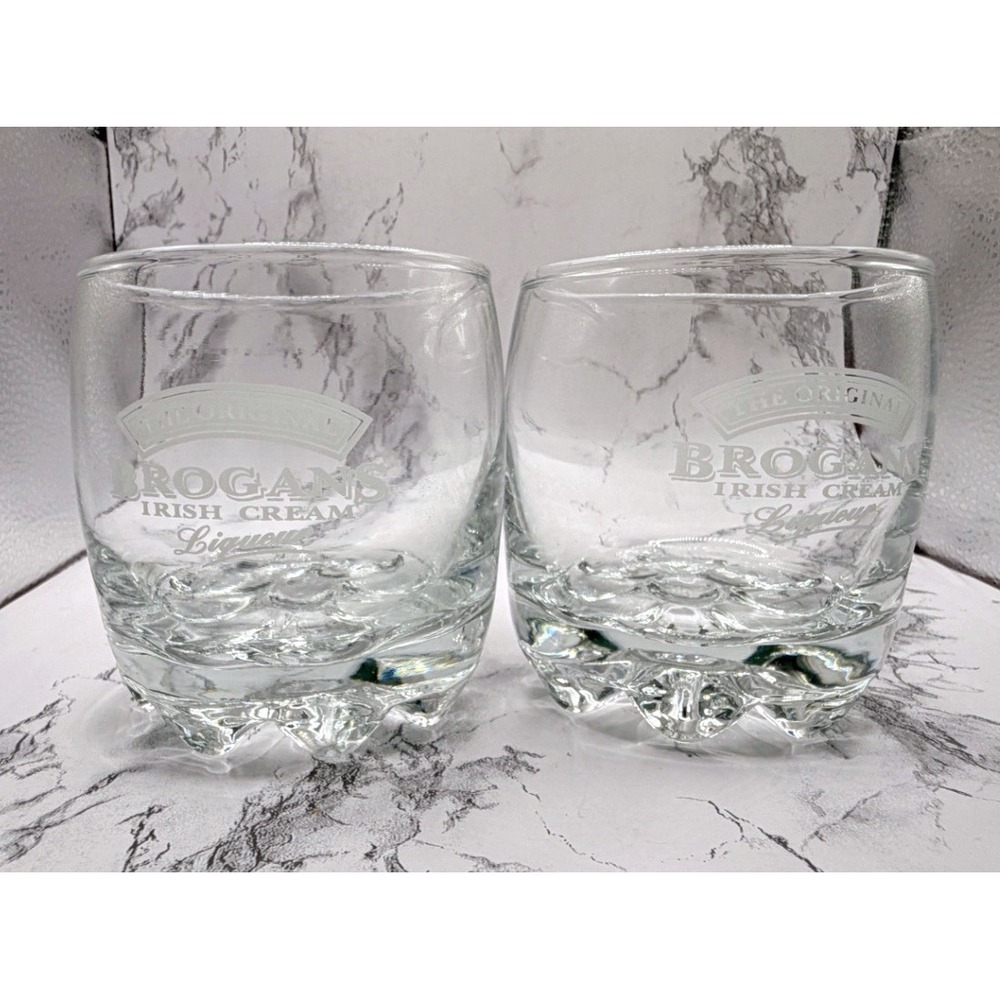 Set of 2 Brogan's Irish Cream Liqueur Rocks Glasses Weighted Bottom 3.5"